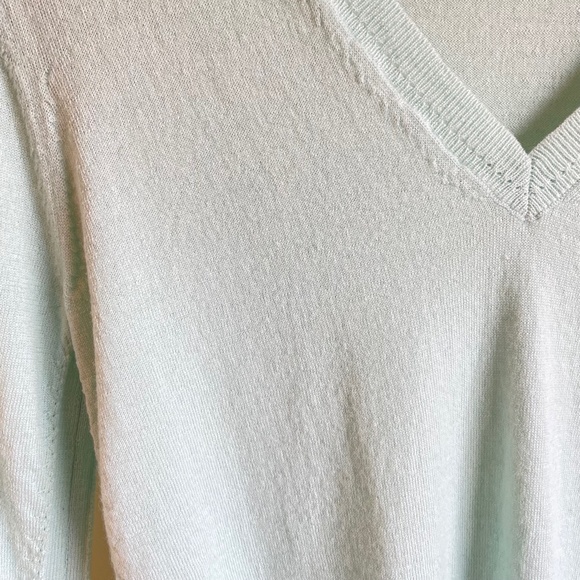 Banana Republic Womens Light Turquoise Merino Wool V-Neck Sweater, Size M - Picture 4 of 15